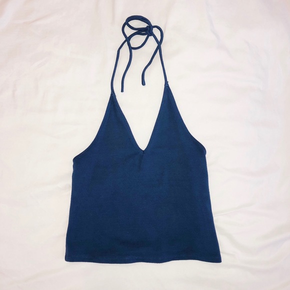 Urban Outfitters navy blue halter top - Picture 2 of 4